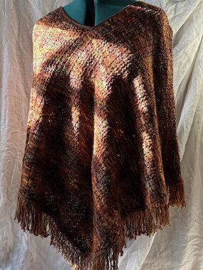 Boho Earthy Woodsy Multicolor Oversized Poncho Shawl